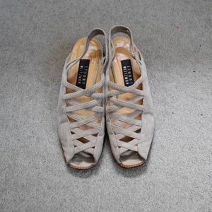 Vintage Stuart Weitzman cutout suede slingback heels